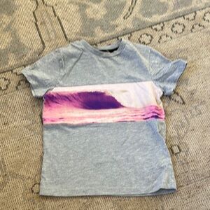 Art Class Gray and Purple Short Sleeve Tee with Color-Block Design